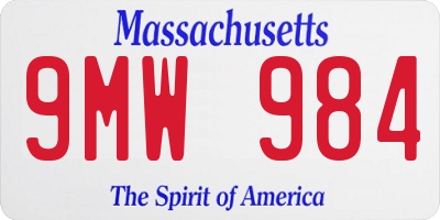 MA license plate 9MW984