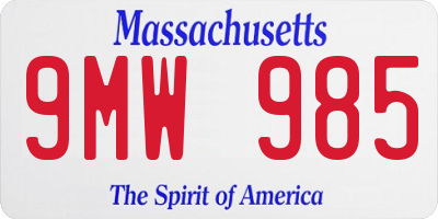 MA license plate 9MW985