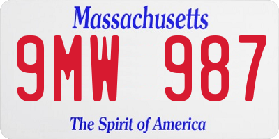 MA license plate 9MW987