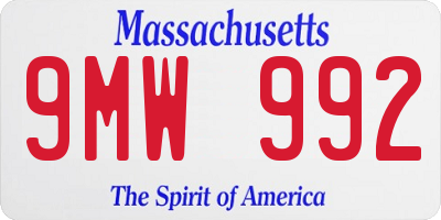 MA license plate 9MW992
