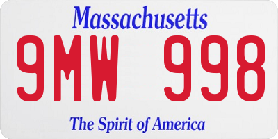 MA license plate 9MW998