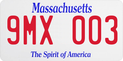 MA license plate 9MX003