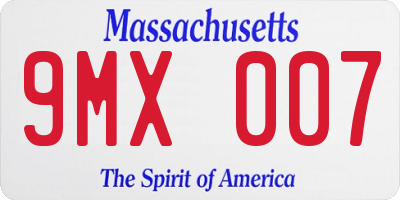 MA license plate 9MX007