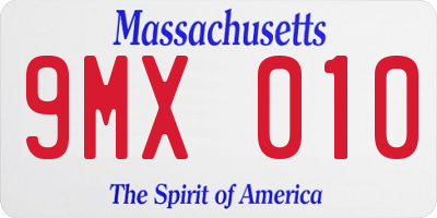 MA license plate 9MX010