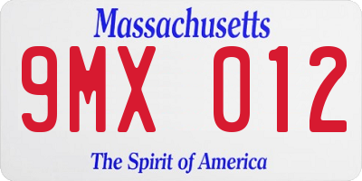 MA license plate 9MX012