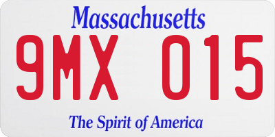 MA license plate 9MX015