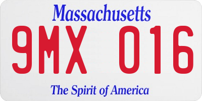 MA license plate 9MX016