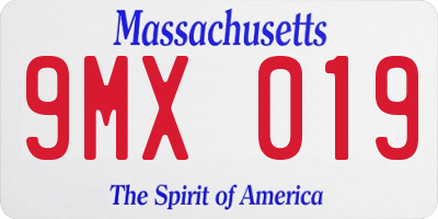 MA license plate 9MX019