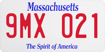 MA license plate 9MX021