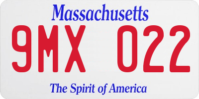 MA license plate 9MX022