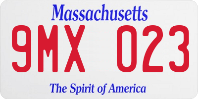 MA license plate 9MX023