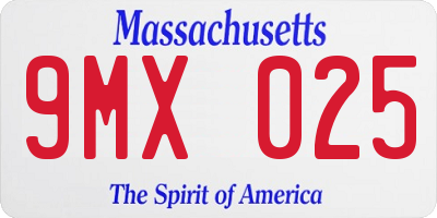 MA license plate 9MX025