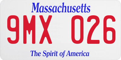 MA license plate 9MX026