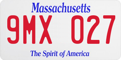 MA license plate 9MX027
