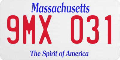 MA license plate 9MX031