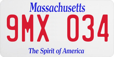MA license plate 9MX034
