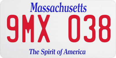 MA license plate 9MX038