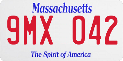 MA license plate 9MX042