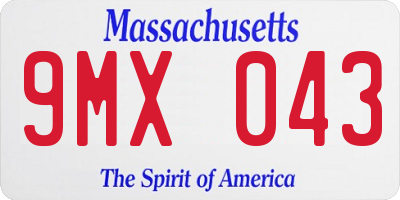 MA license plate 9MX043