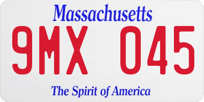 MA license plate 9MX045