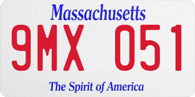 MA license plate 9MX051