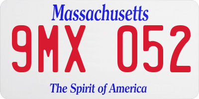 MA license plate 9MX052