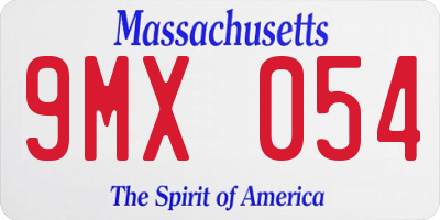 MA license plate 9MX054