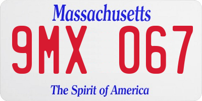 MA license plate 9MX067