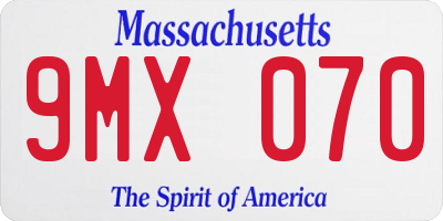 MA license plate 9MX070