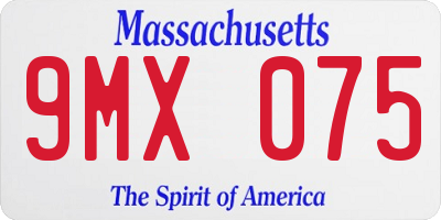 MA license plate 9MX075