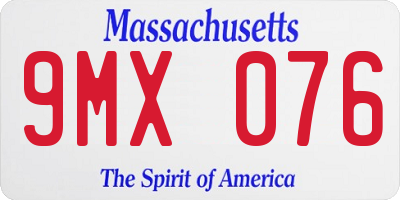 MA license plate 9MX076