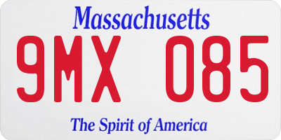 MA license plate 9MX085