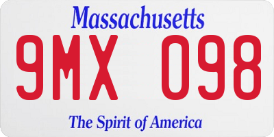 MA license plate 9MX098