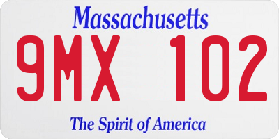 MA license plate 9MX102