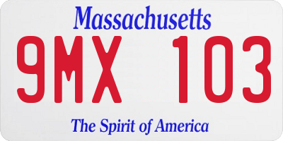 MA license plate 9MX103
