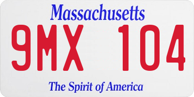 MA license plate 9MX104