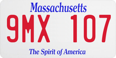 MA license plate 9MX107