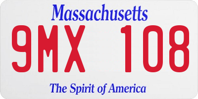 MA license plate 9MX108