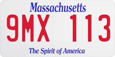 MA license plate 9MX113