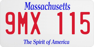 MA license plate 9MX115