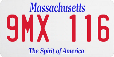 MA license plate 9MX116