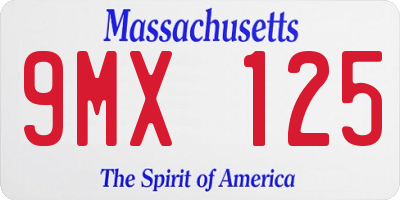 MA license plate 9MX125