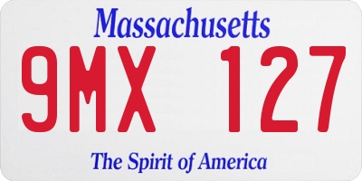 MA license plate 9MX127