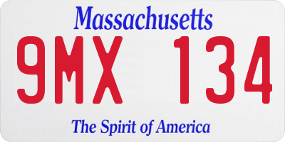 MA license plate 9MX134