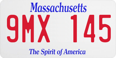 MA license plate 9MX145