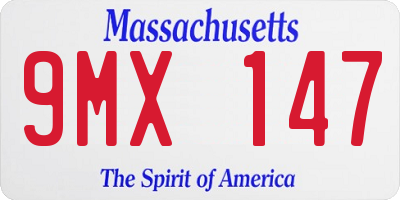 MA license plate 9MX147