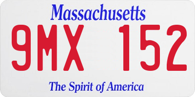 MA license plate 9MX152