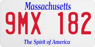 MA license plate 9MX182