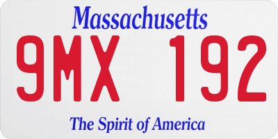 MA license plate 9MX192