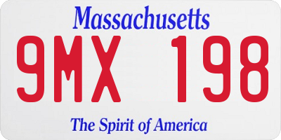 MA license plate 9MX198